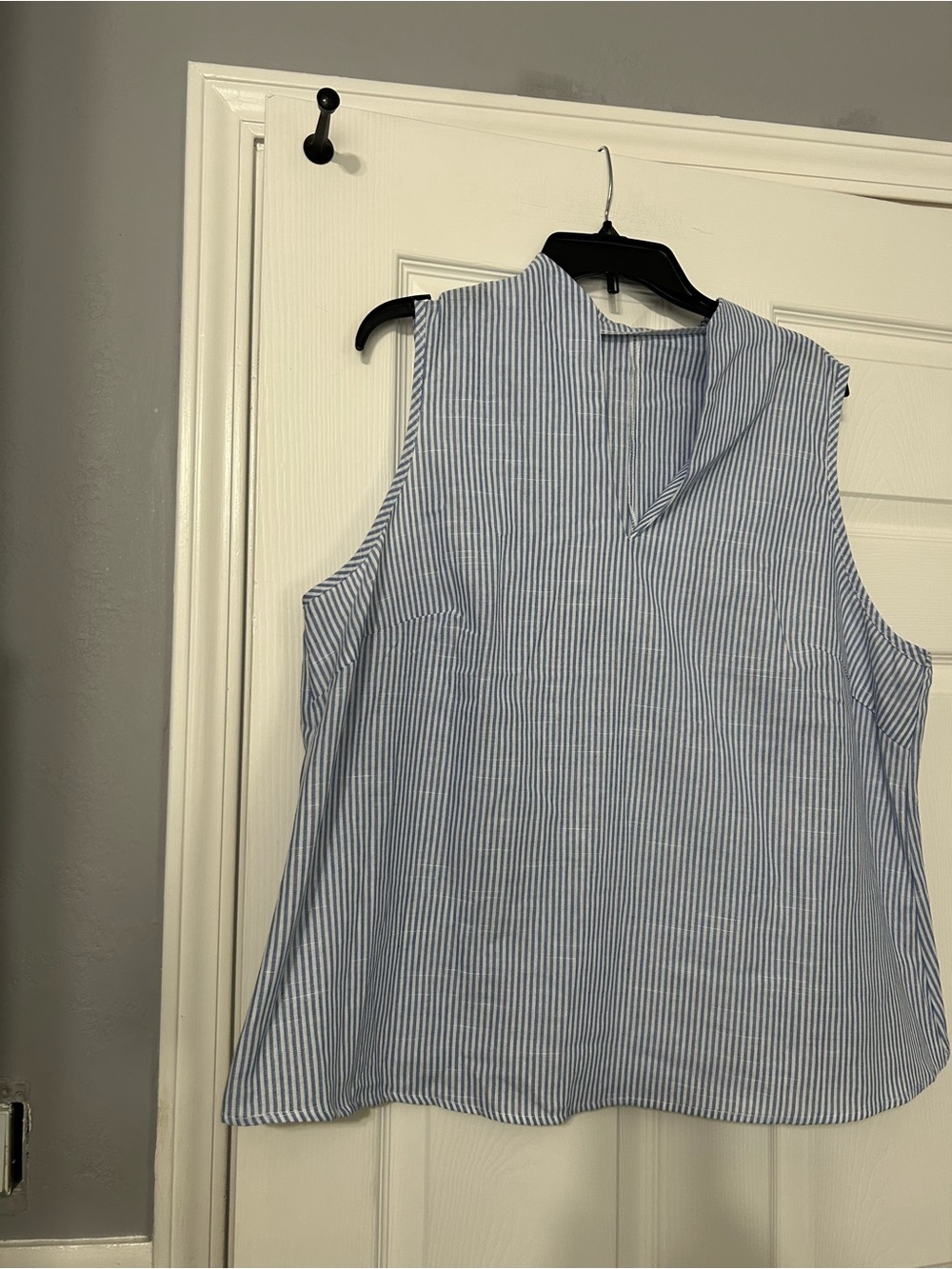 SHEIN Blue and White Striped Sleeveless V-Notch Camisole